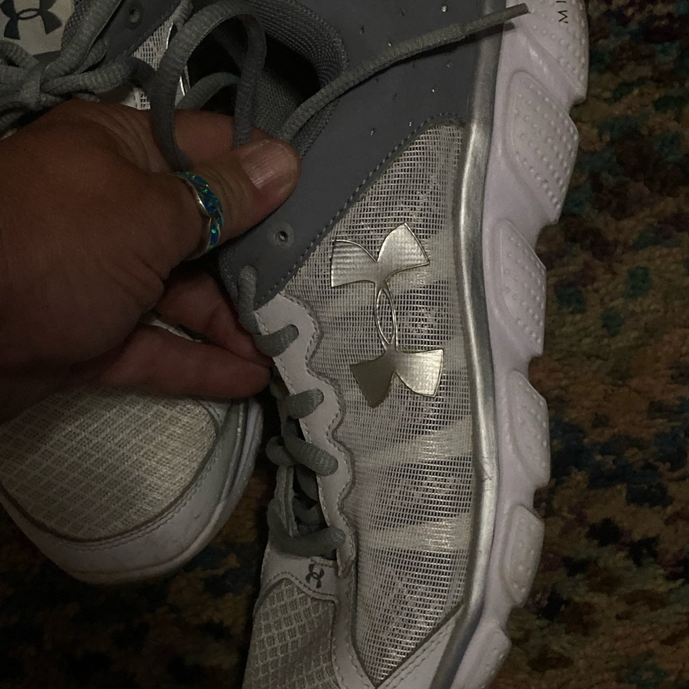 Under Armour Silver and White Running Sneakers